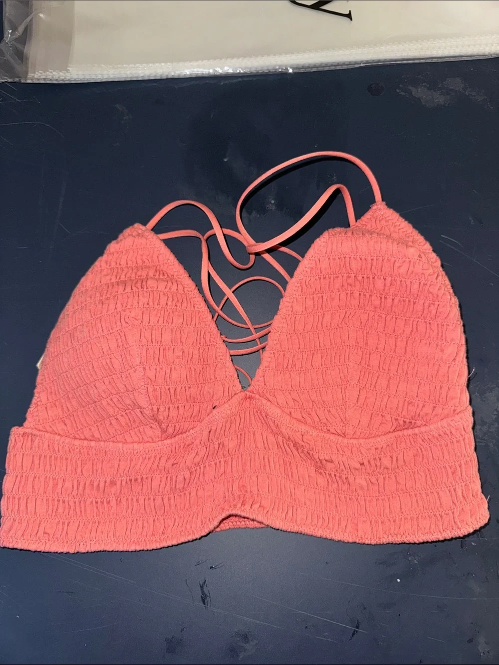 Victorias Secret Pink Strappy Soft Rose Bud bralette Sz Large